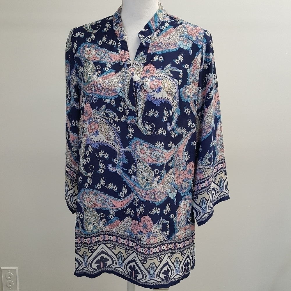 Rose & Thyme Womens Floral Tunic Top Size Large